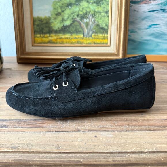 Women's J.Crew Black Suede Driving Moccasin Flat Loafer Shoes Size 9 NEW - Picture 3 of 9